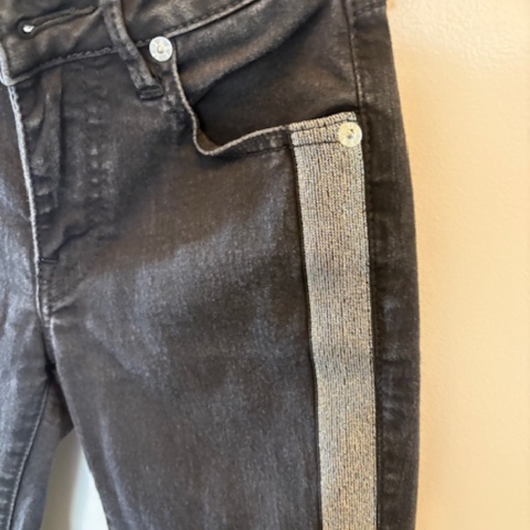 TRUE RELIGION sz 25 Jennie Curvy mid-rise skinny jeans black with silver stripe - Picture 7 of 15